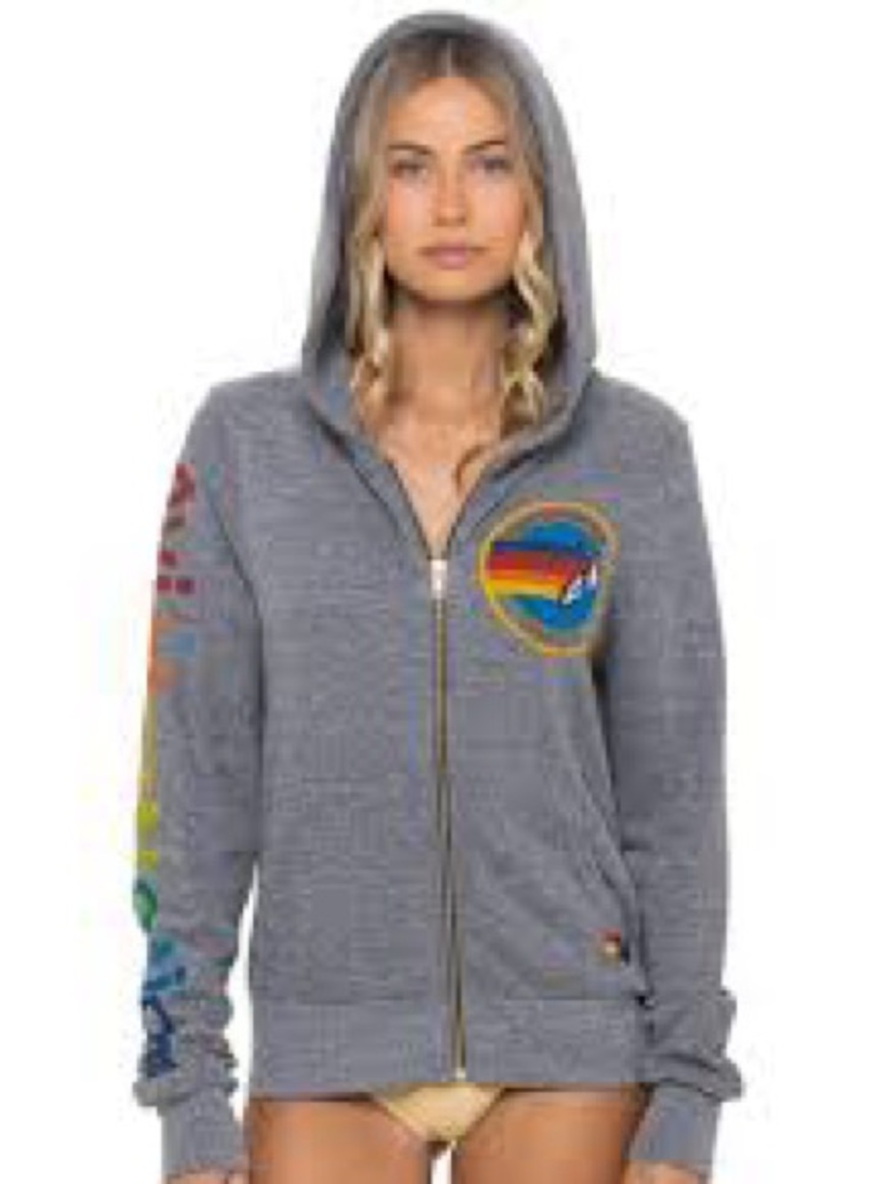 Aviator Nation grey zip up hoodie